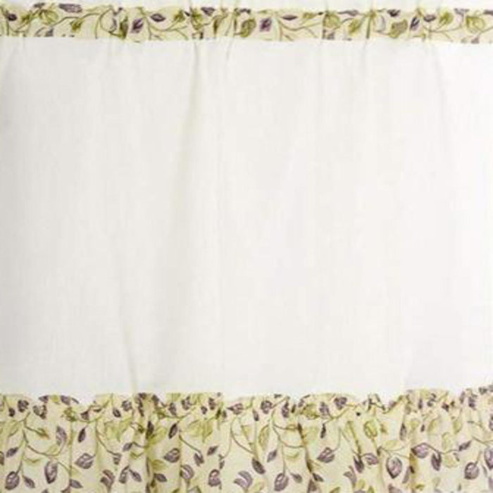 Ellis Curtain Clarice High Quality 2-Piece Leafy Branch Patterned Ruffled Tier Pair Window Curtains - 58 x30" Violet