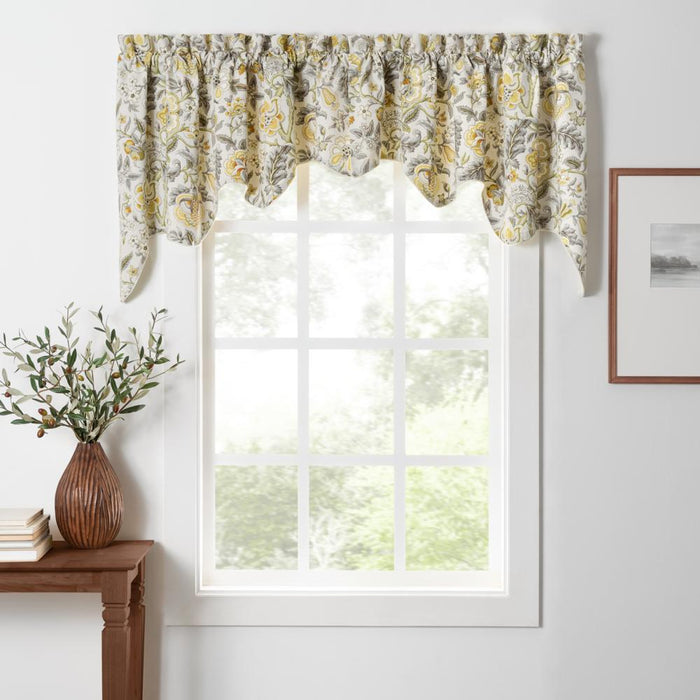 Ellis Curtain Regency Swag Shaped 3" Rod Pocket Valances for Windows 100" x 30" Grey