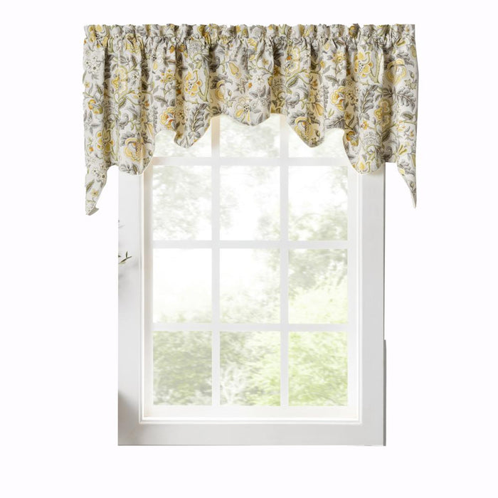 Ellis Curtain Regency Swag Shaped 3" Rod Pocket Valances for Windows 100" x 30" Grey