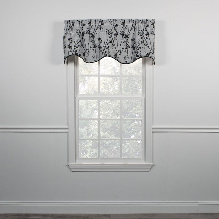 Ellis Curtain Meadow High Quality Room Darkening Solid Natural Color Lined Scallop Window Valance - 50 x15" Chrome