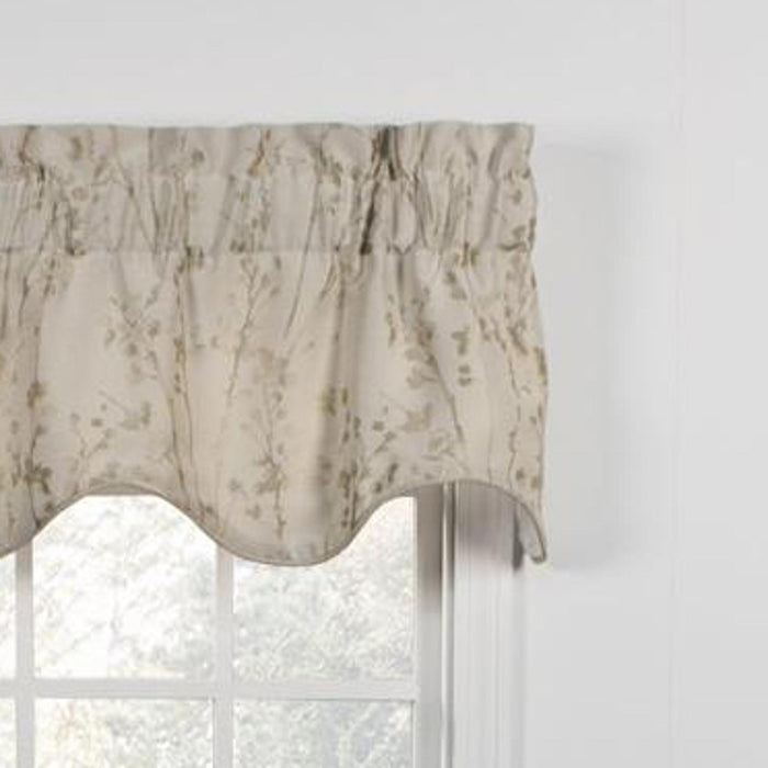 Ellis Curtain Meadow High Quality Room Darkening Solid Natural Color Lined Scallop Window Valance - 50 x15", Linen