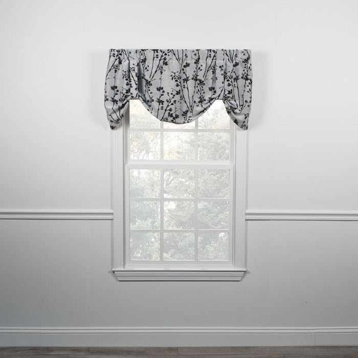 Ellis Curtain Meadow High Quality Room Darkening Solid Natural Color Lined Tie-Up Window Valance - 50 x22", Chrome