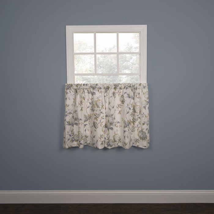 Ellis Curtain Abigail Design Printed Room Darkening Window Rod Pocket Pair Set With 2 Tiers - 2-Piece - 56x24", Porcelain