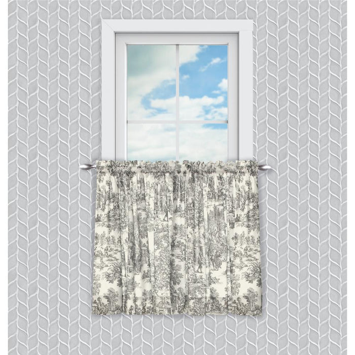 Ellis Curtain Victoria Park Toile Room Darkening Window Rod Pocket Pair Set With 2 Tiers - 2-Piece - 68x24"
