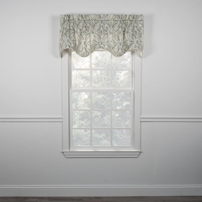Ellis Curtain Blissfullness High Quality Room Darkening Solid Natural Color Lined Scallop Window Valance - 50x15", Spa
