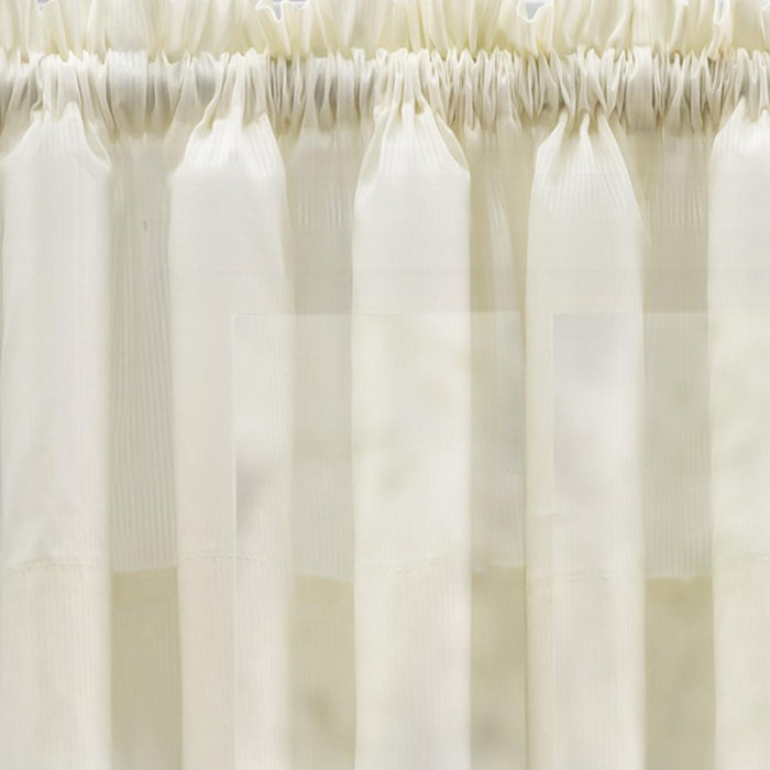 Ellis Curtain Shadow Stripe 1.5" Rod Pocket Tailored Tier Pair for Windows Natural