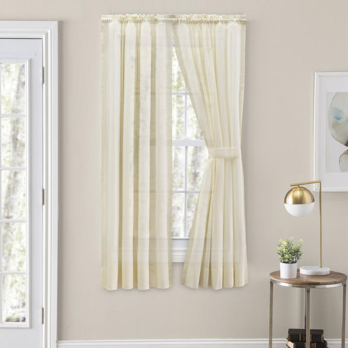 Ellis Curtain Shadow Stripe Tailored Curtain Panel Pair for Windows with Ties Natural