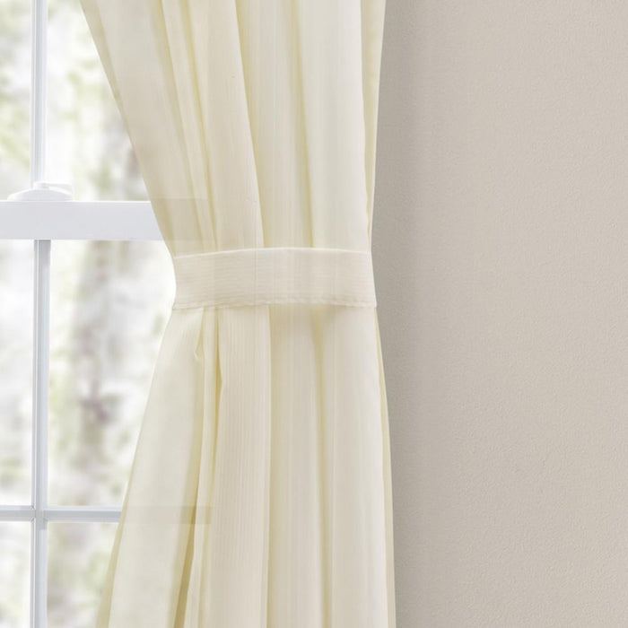Ellis Curtain Shadow Stripe Tailored Curtain Panel Pair for Windows with Ties Natural