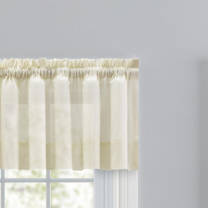 Ellis Curtain Shadow Stripe 1.5" Rod Pocket Tailored Valance for Windows 82" x 12" Natural