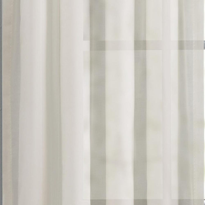 Ellis Curtain Cotton Voile 1.5" Rod Packet Tailored Curtain Panel Pair for Windows Natural