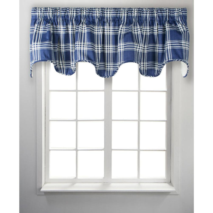 Ellis Curtain Light Blocking Cool Adjustable Bartlett Lined Scallop Window Valance - 70x17" Blue