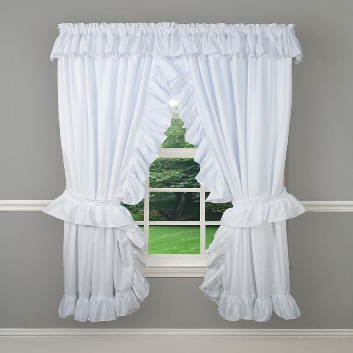 Ellis Curtain 2-Piece Ruffled Priscilla Window Curtain Panel Pair with ties - 80x72"