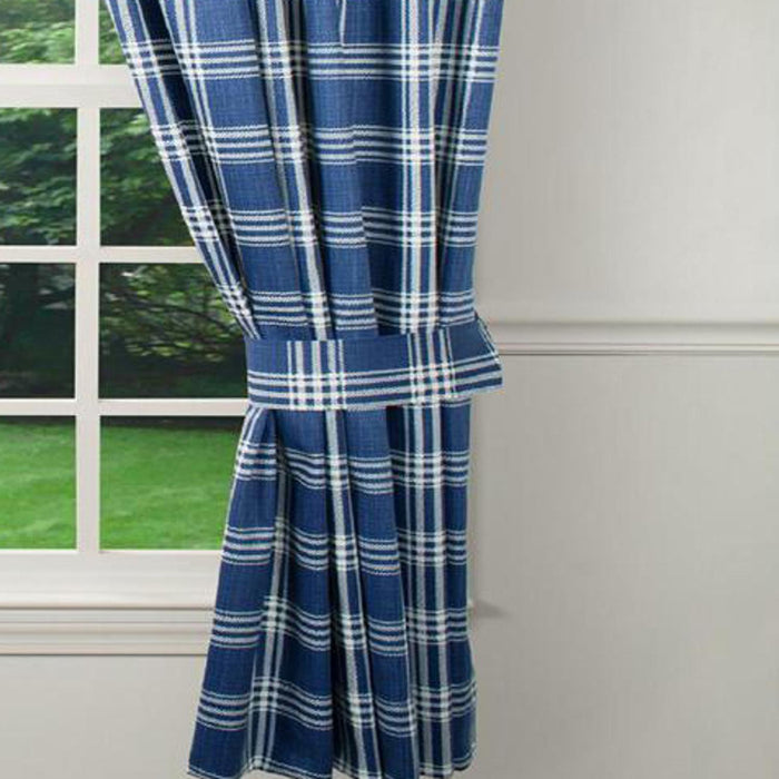 Ellis Curtain Bartlett Unlined 2-Piece Window Curtain Tailored Panels Pair With Ties - 90x63"