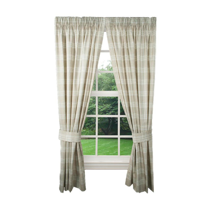 Ellis Curtain Bartlett Unlined 2-Piece Window Curtain Tailored Panels Pair with Ties - 90x84 Natural