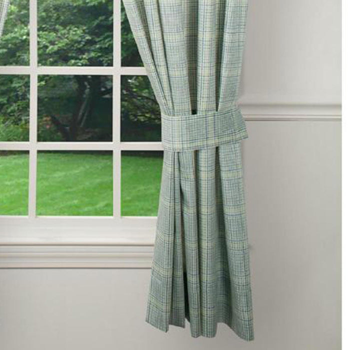 Ellis Curtain Harrington 2-Panels Cool Adjustable Window Tailored Panel Pair With Ties - 90x84" Lagoon