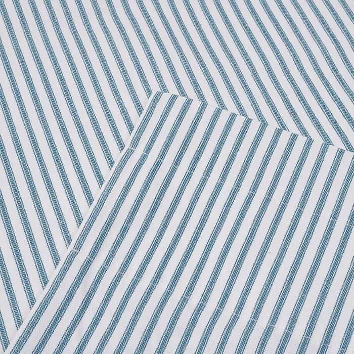 Ellis Curtain Plaza Classic Ticking Stripe Printed on Natural Ground 3" Rod Pocket Tailored Panel Pair Blue