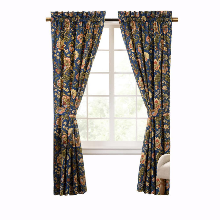 Ellis Curtain Regency 3" Rod Pocket Curtain Panel Pair with Tiebacks Navy