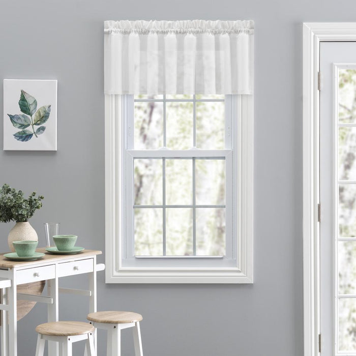 Ellis Curtain Cotton Voile 1.5" Rod Pocket Tailored Valance for Windows 86" x 15" White
