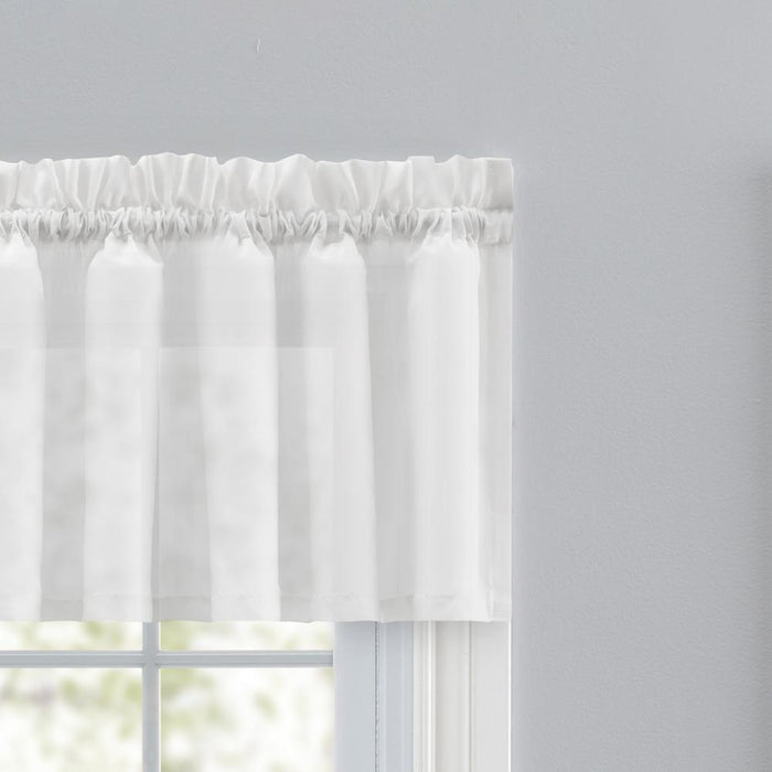 Ellis Curtain Cotton Voile 1.5" Rod Pocket Tailored Valance for Windows 86" x 15" White