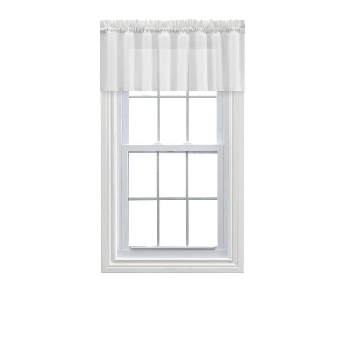 Ellis Curtain Cotton Voile 1.5" Rod Pocket Tailored Valance for Windows 86" x 15" White