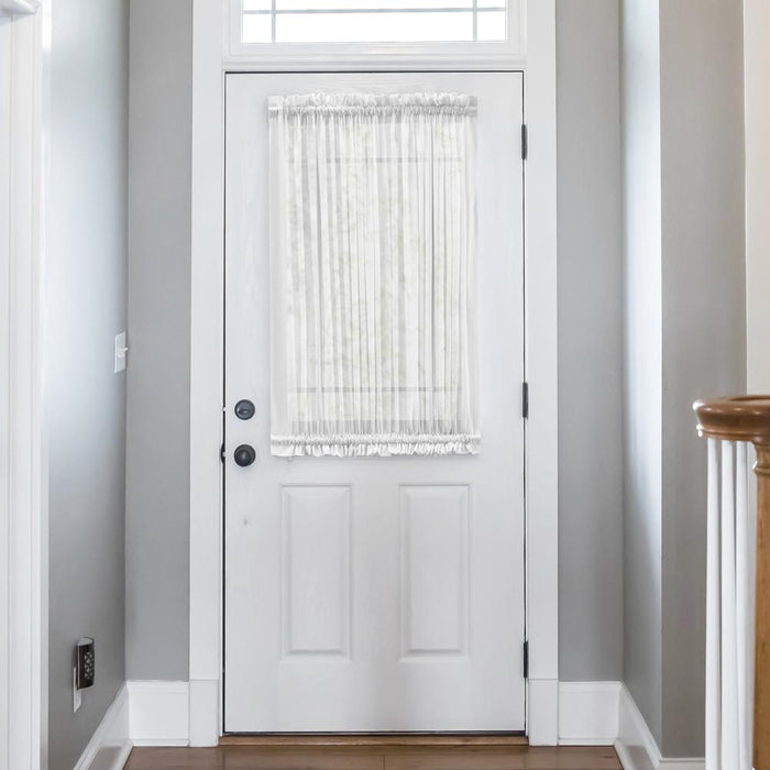 Ellis Curtain Shadow Stripe 1.5" Rod Pocket Semi Sheer Door Curtain Panel White