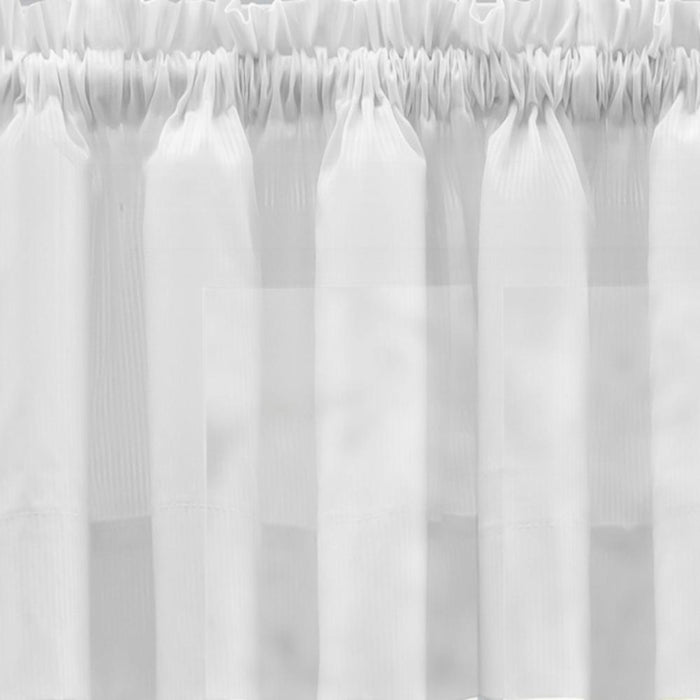 Ellis Curtain Shadow Stripe 1.5" Rod Pocket Semi Sheer Door Curtain Panel White