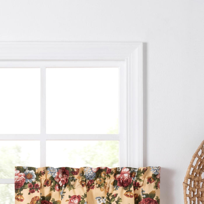 Ellis Bella Rose Unique Medium Scale Printed Floral Pattern 1.5" Rod Pocket Tier for Windows Butter