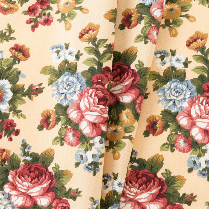 Ellis Bella Rose Unique Medium Scale Printed Floral Pattern 1.5" Rod Pocket Tier for Windows Butter