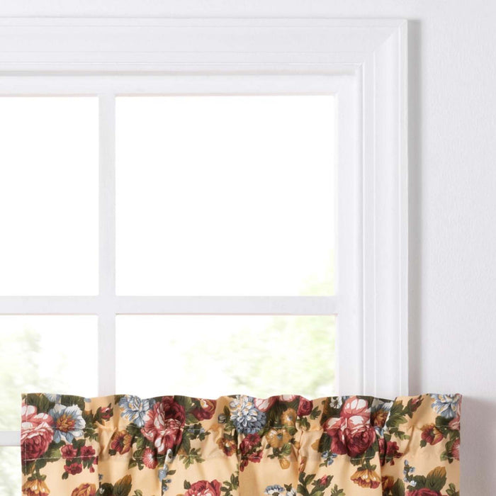 Ellis Bella Rose Unique Medium Scale Printed Floral Pattern 1.5" Rod Pocket Tier for Windows Butter
