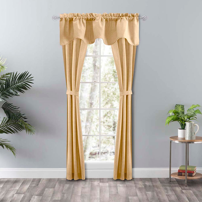 Ellis Curtain Lisa Solid Color Poly Cotton Duck Fabric Lined Scallop Valance 58" x 15" Butter