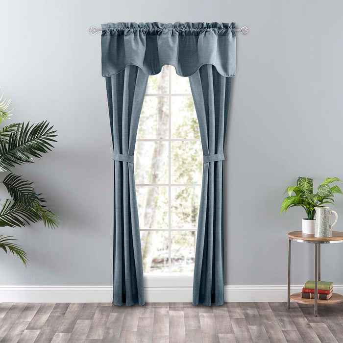 Ellis Curtain Lisa Solid Lined Scallop Valance 58" x 15" Dusty Blue