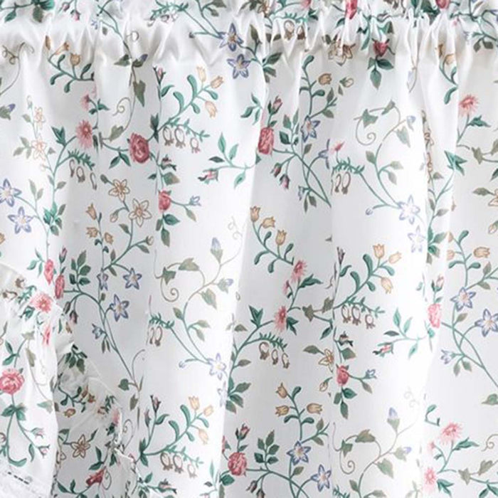 Ellis Country Floral Small Scale 1.5" Rod Pocket Floral Pattern with Ruffle Lace Edge Swag 58"x36" Multicolor