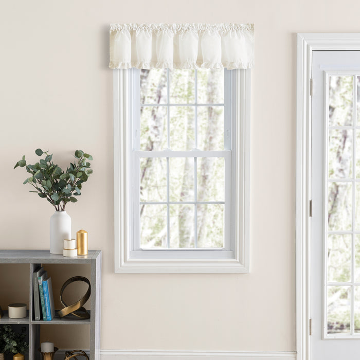 Home Classic Narrow Ruffle Rod Pocket Valance 74" x 12" White by Ellis Curtain
