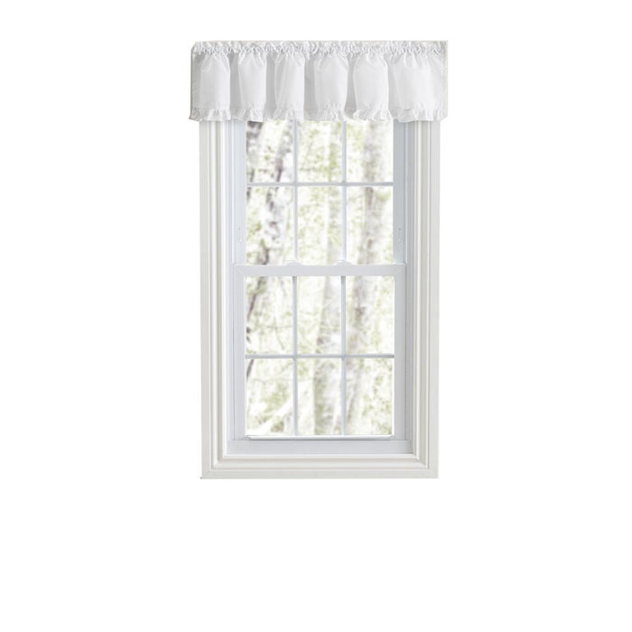 Home Classic Narrow Ruffle Rod Pocket Valance 74" x 12" White by Ellis Curtain