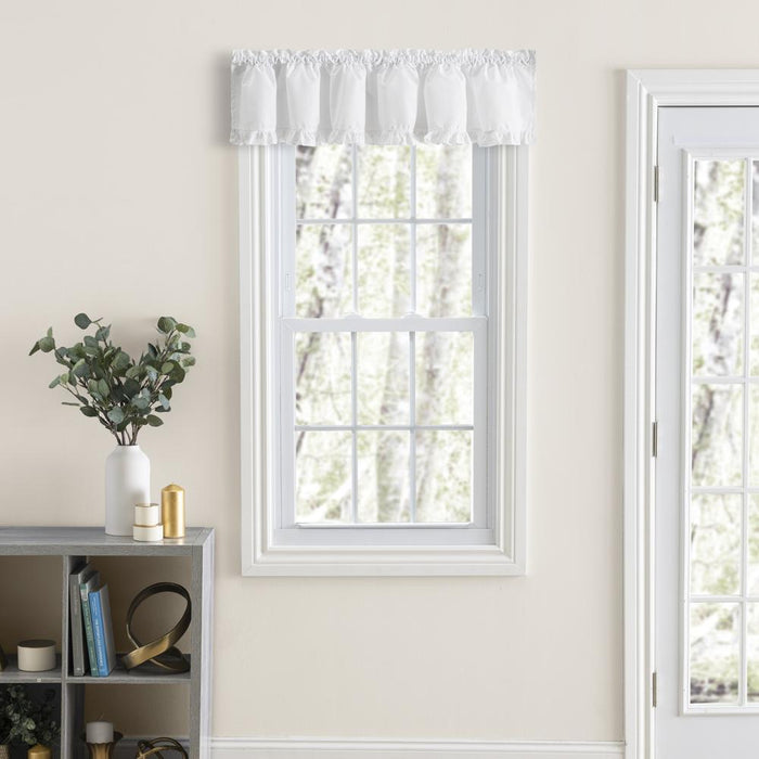 Home Classic Narrow Ruffle Rod Pocket Valance 74" x 12" White by Ellis Curtain
