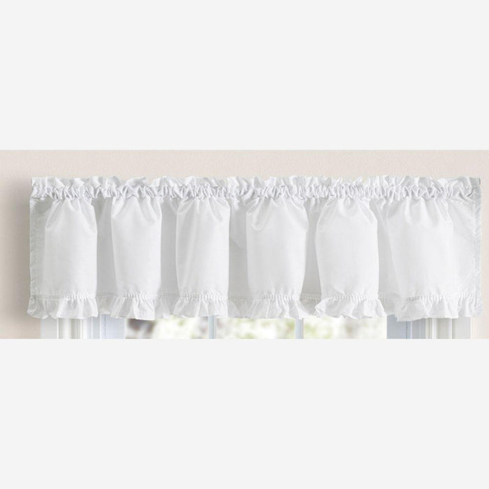 Home Classic Narrow Ruffle Rod Pocket Valance 74" x 12" White by Ellis Curtain