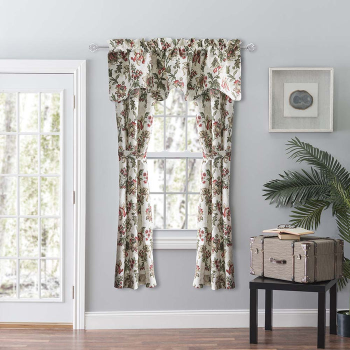 Ellis Curtain Madison Floral Design Printed Natural Ground 3" Rod Pocket Lined Scallop Valance 58" x 15" Brick