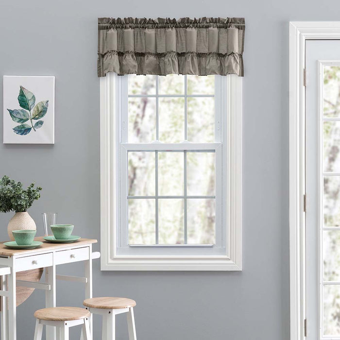 Ellis Stacey 1.5" Rod Pocket High Quality Fabric Solid Color Window Ruffled Filler Valance 54"x13" Grey