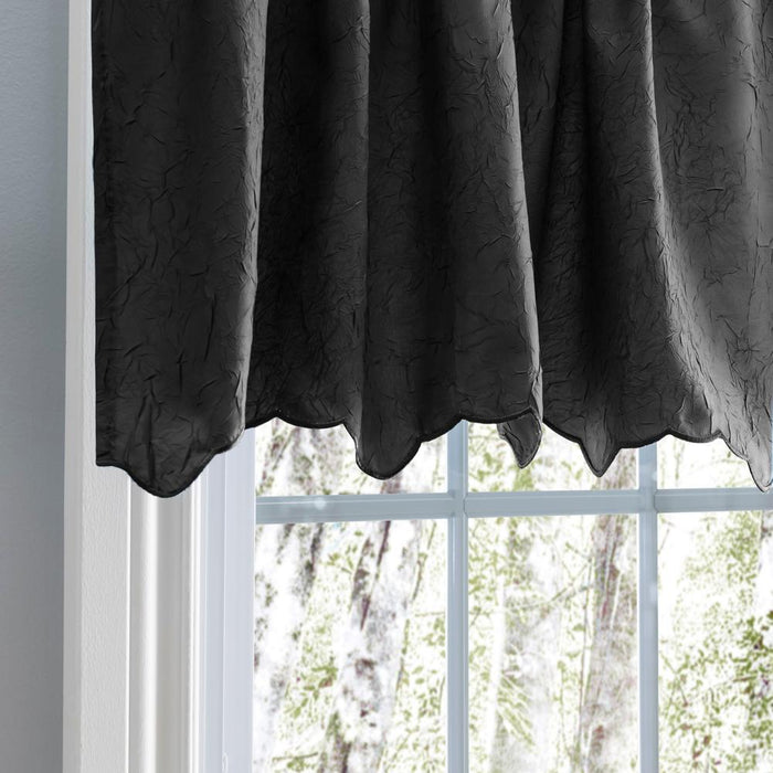 Ellis Curtain Portland Crushed Taffeta Rod Pocket Valance - 48x15", Black