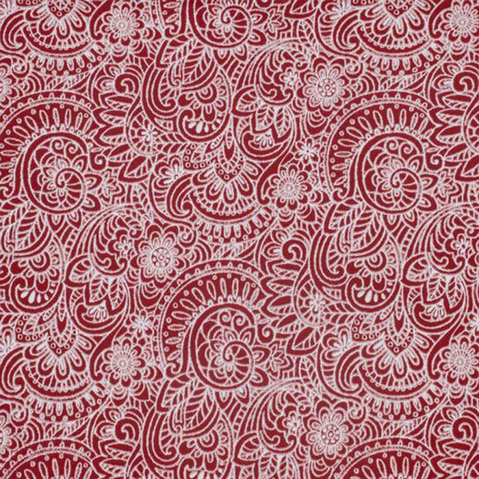 Ellis Segovia Printed Paisley Pattern on Ground 1.5" Rod Pocket High Quality Tailored Tiers Red
