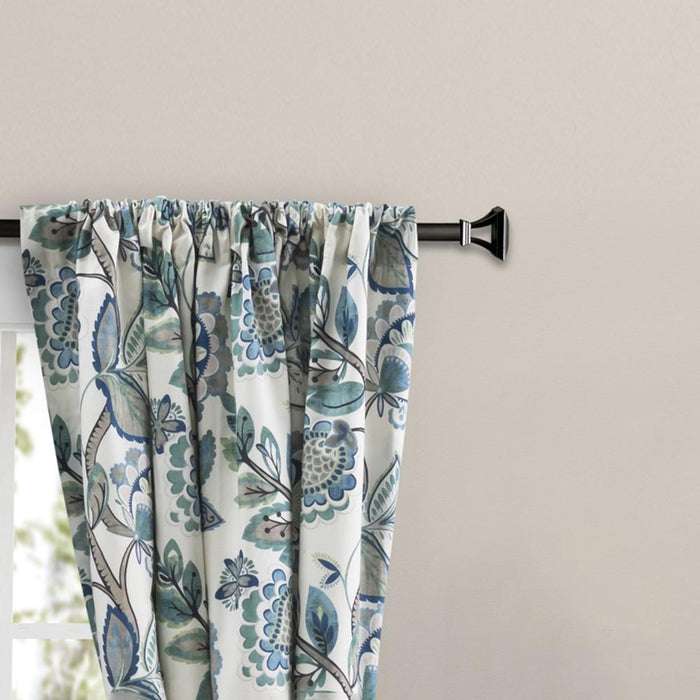 Ellis Curtain Wynette Lined 3" Rod Pocket Curtain Panel Pair with Tiebacks Blue