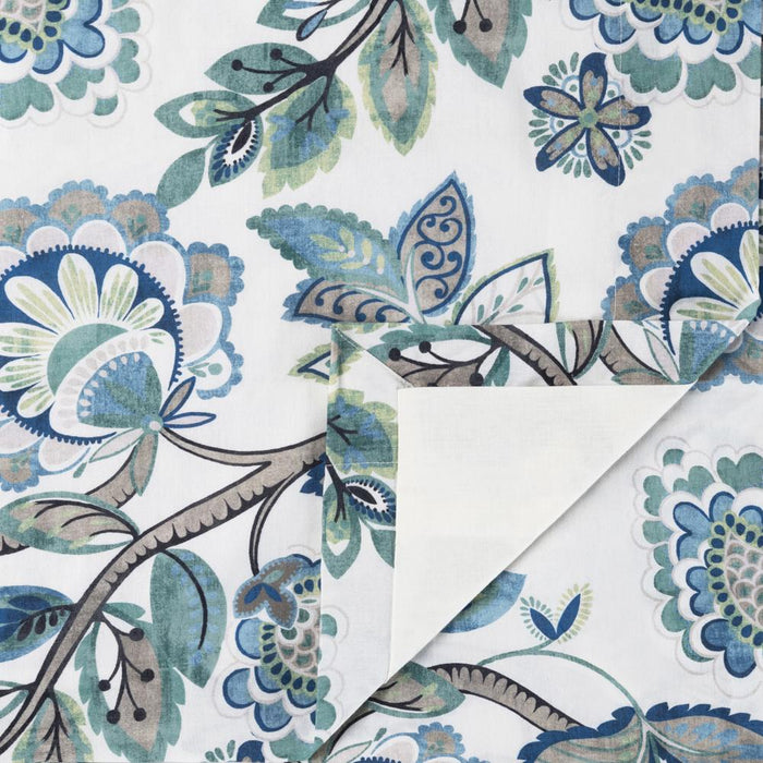 Ellis Curtain Wynette Lined 3" Rod Pocket Curtain Panel Pair with Tiebacks Blue