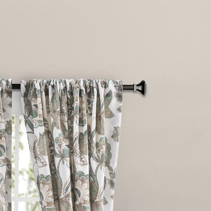 Ellis Curtain Wynette Lined 3" Rod Pocket Curtain Panel Pair with Tiebacks Grey
