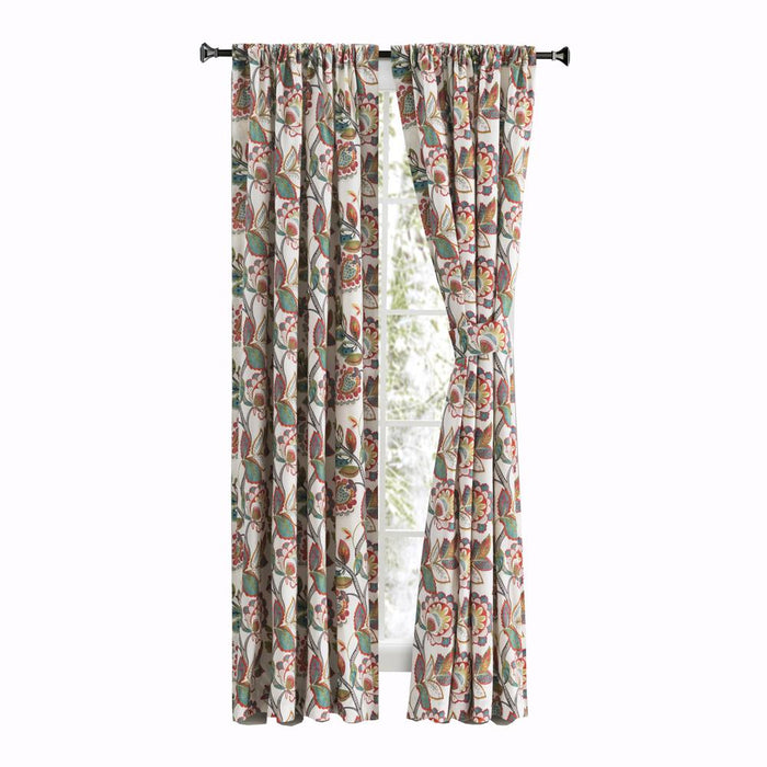 Ellis Curtain Wynette Lined 3" Rod Pocket Curtain Panel Pair with Tiebacks Multicolor