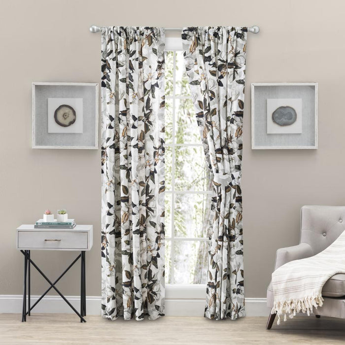 Ellis Curtain Magnolia Lined 3" Rod Pocket Curtain Panel Pair with Tiebacks White