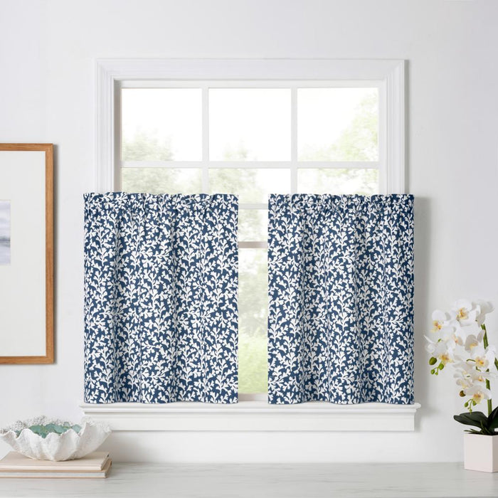 Ellis Curtain Sea Tumble Window Treatment 1.5" Rod Pocket 100% Cotton Curtain Tiers Navy