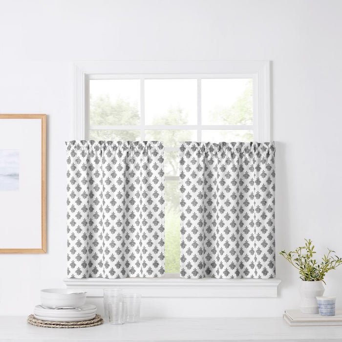 Ellis Curtain Manchester Window Treatment 1.5" Rod Pocket 100% Cotton Curtain Tiers Black