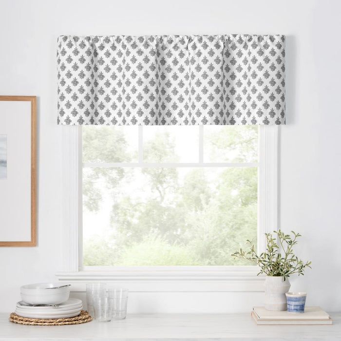 Ellis Curtain Manchester 3" Rod Pocket 100% Cotton Machine Wash and Dry Scallop Valance Lined 50" x 16" Black