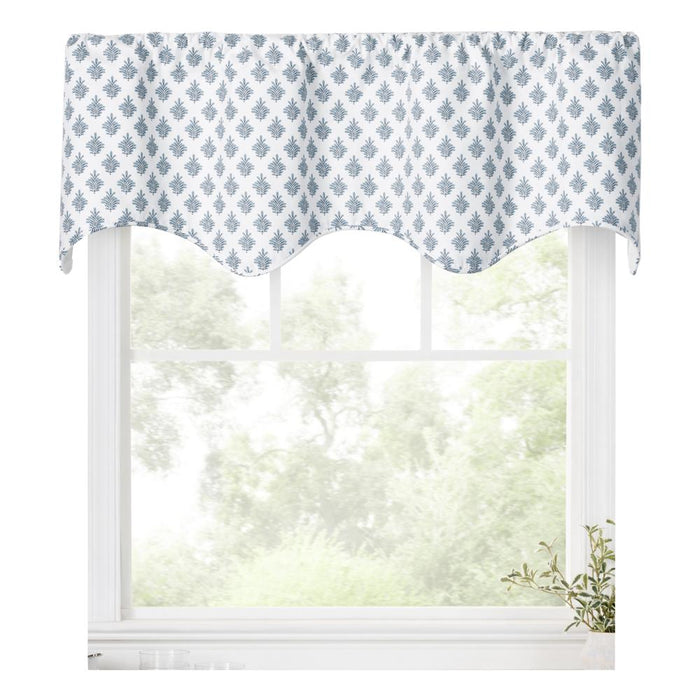 Ellis Curtain Manchester 3" Rod Pocket 100% Cotton Machine Wash and Dry Tailored Valance 50" x 16" Blue