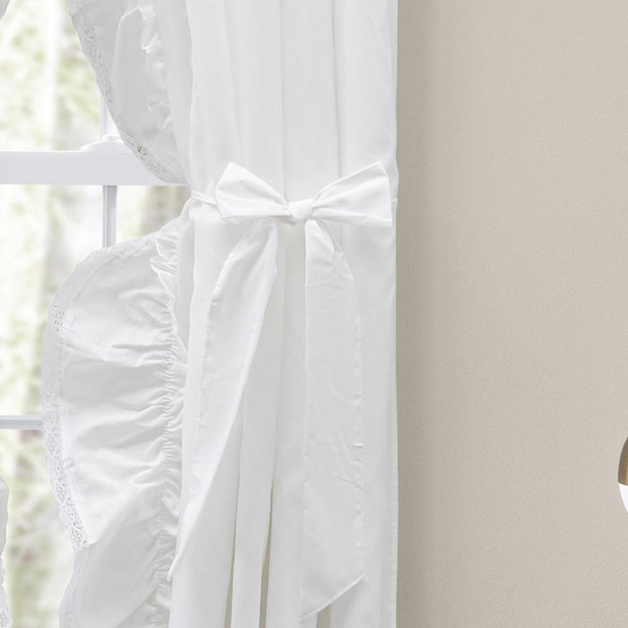 Ellis Curtain Madelyn Ruffled Victorian Priscillas 1.5" Rod Pocket Curtain Panel White